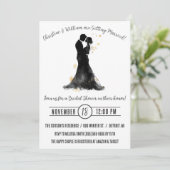 Bride & Goom silhouet, monochroom Vrijgezellenfees Kaart (Staand voorkant)