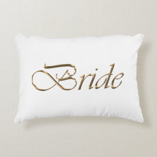 Bride, gouden schrift elegant chic white accent kussen