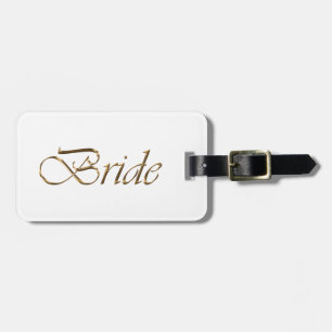 Bride, gouden schrift elegant chic white bagagelabel