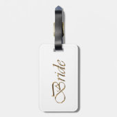 Bride, gouden schrift elegant chic white bagagelabel (Achterkant verticaal)