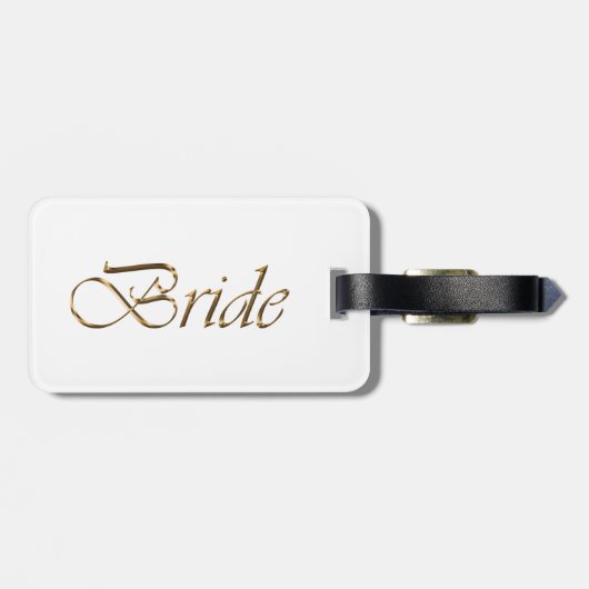 Bride, gouden schrift elegant chic white bagagelabel (Achterkant horizontaal)