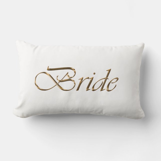 Bride, gouden schrift elegant chic white kussen (Voorkant)