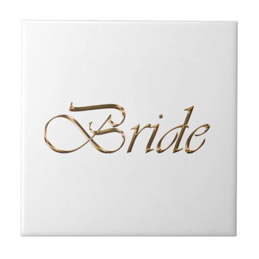 Bride, gouden schrift elegant chic white tegeltje (Voorkant)