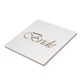 Bride, gouden schrift elegant chic white tegeltje (Zijkant)