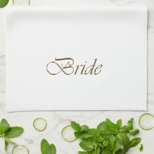 Bride, gouden schrift elegant chic white theedoek (Gevouwen)