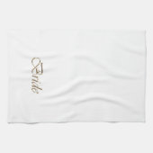Bride, gouden schrift elegant chic white theedoek (Horizontaal)