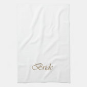Bride, gouden schrift elegant chic white theedoek (Verticaal)