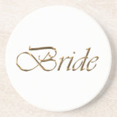Bride, gouden schrift elegant chic white zandsteen onderzetter (Voorkant)