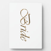 Bride, gouden schrift elegant witte kleurige tabel fotoplaat (voorkant)