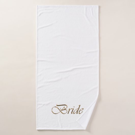 Bride, gouden schrift elegante witte kerkbruiloft bad handdoek (Badhanddoek)