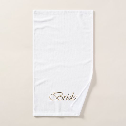 Bride, gouden schrift elegante witte kerkbruiloft bad handdoek (Handdoek)