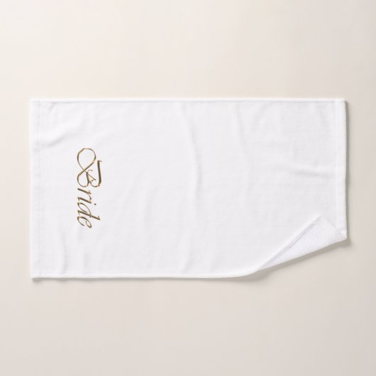 Bride, gouden schrift elegante witte kerkbruiloft bad handdoek (Handdoek)