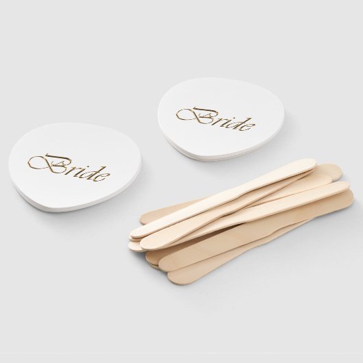 Bride, gouden schrift elegante witte kerkbruiloft handwaaier (Niet-gemonteerd)