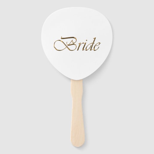 Bride, gouden schrift elegante witte kerkbruiloft handwaaier (Voorkant)