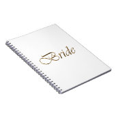 Bride, gouden schrift elegante witte kerkbruiloft notitieboek (Rechterzijde)