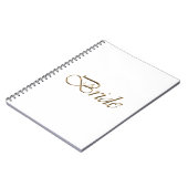 Bride, gouden schrift elegante witte kerkbruiloft notitieboek (Linkerzijde)