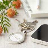 Bride, gouden schrift elegante witte kerkbruiloft sleutelhanger (Zijkant)