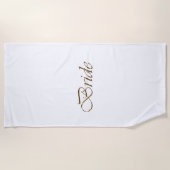 Bride, gouden schrift elegante witte kerkbruiloft strandlaken (Voorkant)
