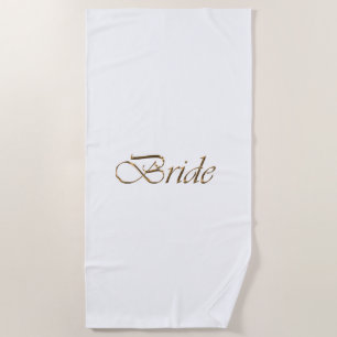Bride, gouden schrift elegante witte kerkbruiloft strandlaken