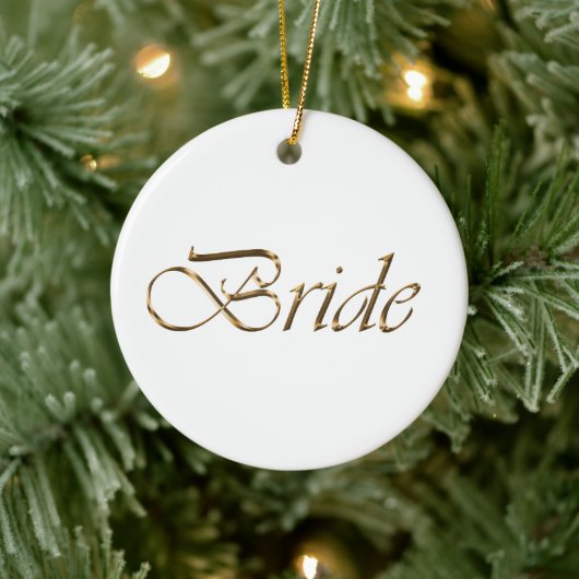 Bride, gouden script elegant chic calligraphy whit keramisch ornament (Boom)