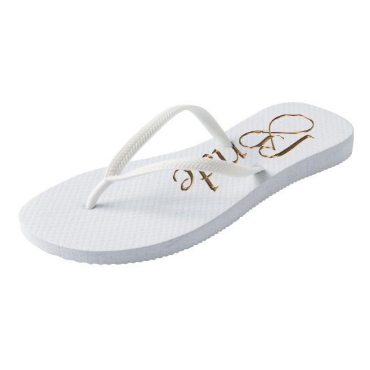 Bride, gouden teenslippers met elegante kerkbruilo (Schuin)