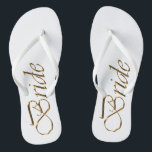 Bride, gouden teenslippers met elegante kerkbruilo<br><div class="desc">Bride,  gouden schrift elegante witte Teenslippers</div>