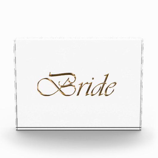 Bride, goudschrift elegant chic clear acryllic fotoblokken (Voorkant)