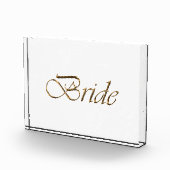 Bride, goudschrift elegant chic clear acryllic fotoblokken (Rechts)