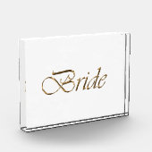 Bride, goudschrift elegant chic clear acryllic fotoblokken (Links)