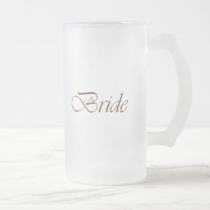 Bride, goudschrift elegante chic matglas bierpul