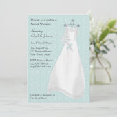 Bride Gown, Blue Lace-look Invitation Kaart (Staand voorkant)