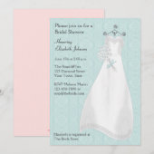 Bride Gown, Blue Lace-look Invitation Kaart (Voorkant / Achterkant)