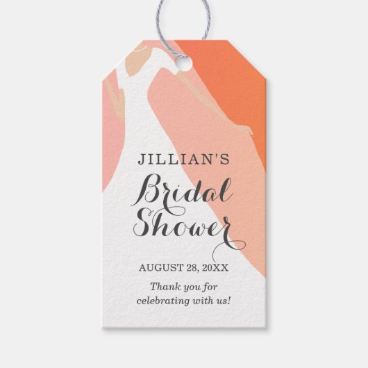 Bride Gown Vrijgezellenfeest Sinaasappel Dank u Cadeaulabel (Voorkant)