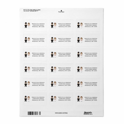 Bride & Groom - Adresetiketten Etiket (Full Sheet)