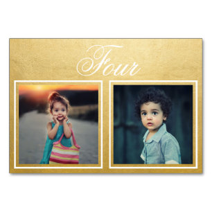 Bride Groom Age Elegant Classy Gold Table Number Kaart