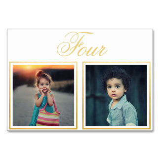 Bride Groom Age Elegant Classy Gold Table Number Kaart