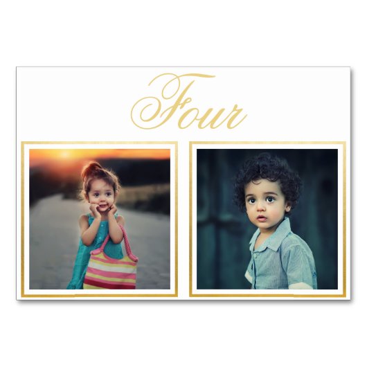 Bride Groom Age Elegant Classy Gold Table Number Kaart (Voorkant)