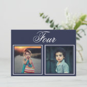 Bride Groom Age Elegant Classy Navy Table Number Kaart (Staand voorkant)