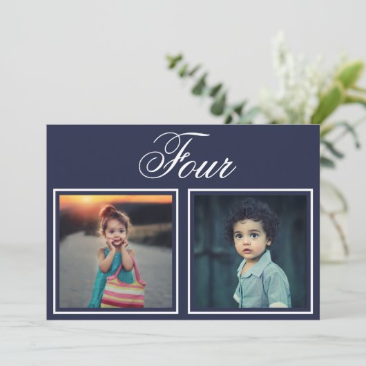 Bride Groom Age Elegant Classy Navy Table Number Kaart (Staand voorkant)