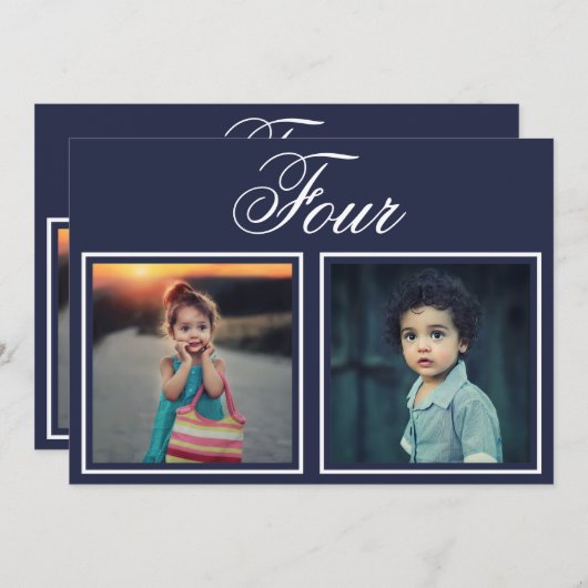 Bride Groom Age Elegant Classy Navy Table Number Kaart (Voorkant / Achterkant)