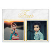 Bride Groom Age Elegant Marble Gold Table Number Kaart (Achterkant)