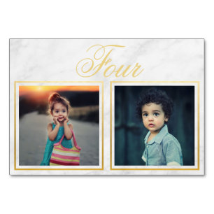 Bride Groom Age Elegant Marble Gold Table Number Kaart