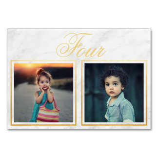 Bride Groom Age Elegant Marble Gold Table Number Kaart