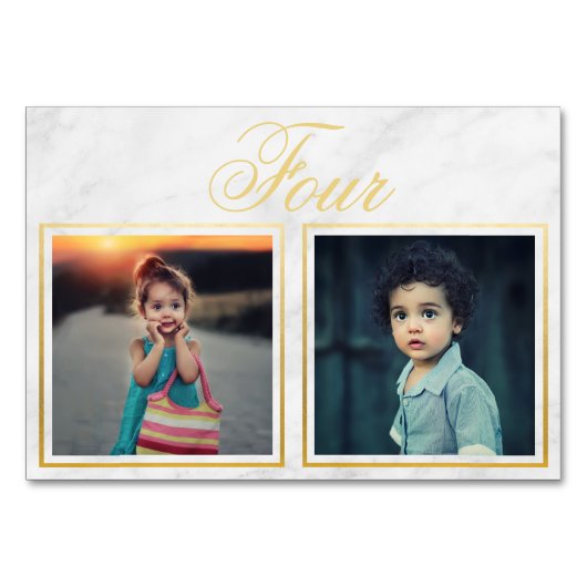 Bride Groom Age Elegant Marble Gold Table Number Kaart (Voorkant)