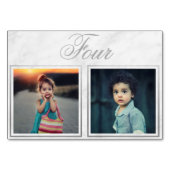 Bride Groom Age Elegant Marble Silver Table Number Kaart (Achterkant)