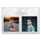 Bride Groom Age Elegant Marble Silver Table Number Kaart (Voorkant)