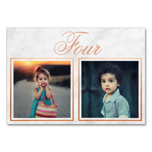 Bride Groom Age Roos Gold Marble Table Number Kaart (Voorkant)