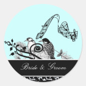 Bride & Groom Aqua Blue  Birds Sticker (Voorkant)