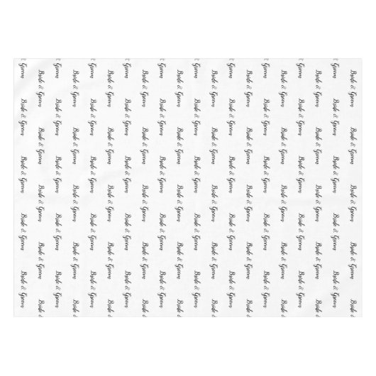 Bride Groom Black White Typografie Tafelkleed (Voorkant (Horizontaal))