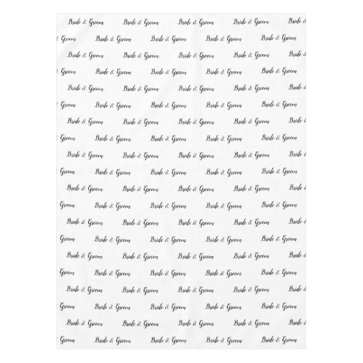 Bride Groom Black White Typografie Tafelkleed (Voorkant)